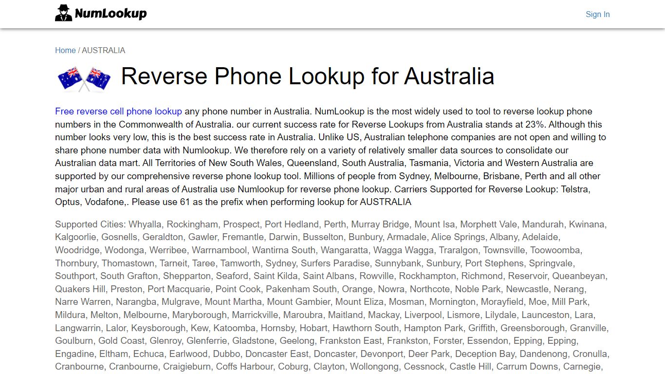 Reverse Phone Number Lookup for Australia | NumLookup