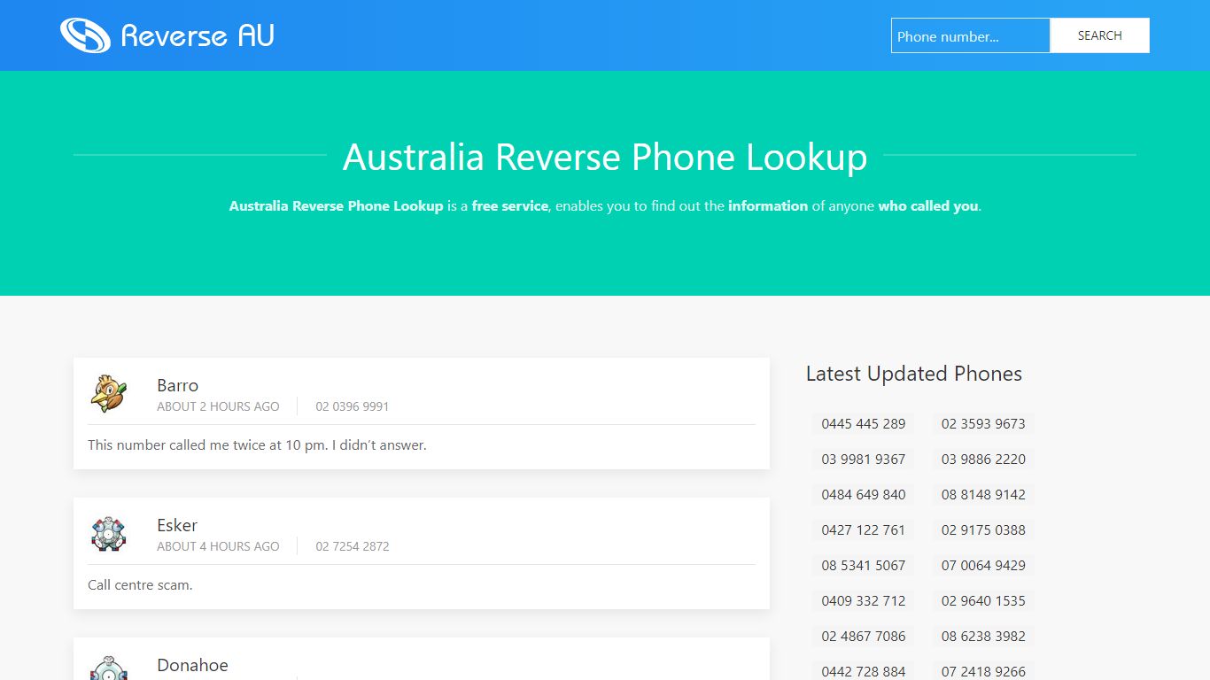 Australia Reverse Phone Lookup - Who called me in Australia | ReverseAU.com