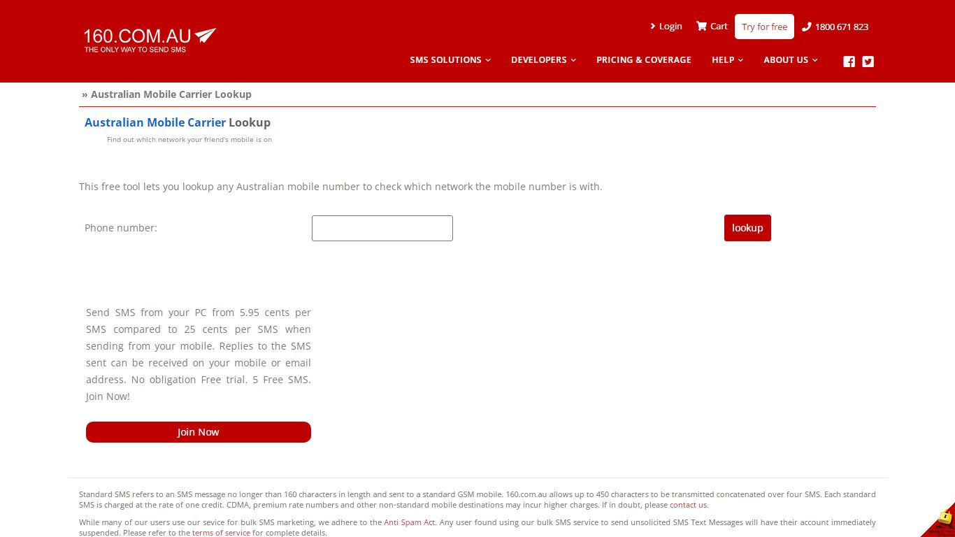 Australian Mobile Carrier Lookup - 160.com.au